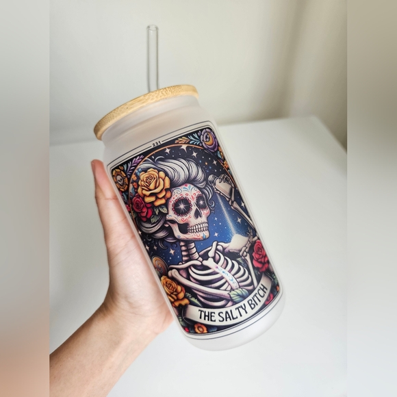 The Salty Tarot Card 16ox Frosted Beer Can Glass Cup - Picture 2 of 4